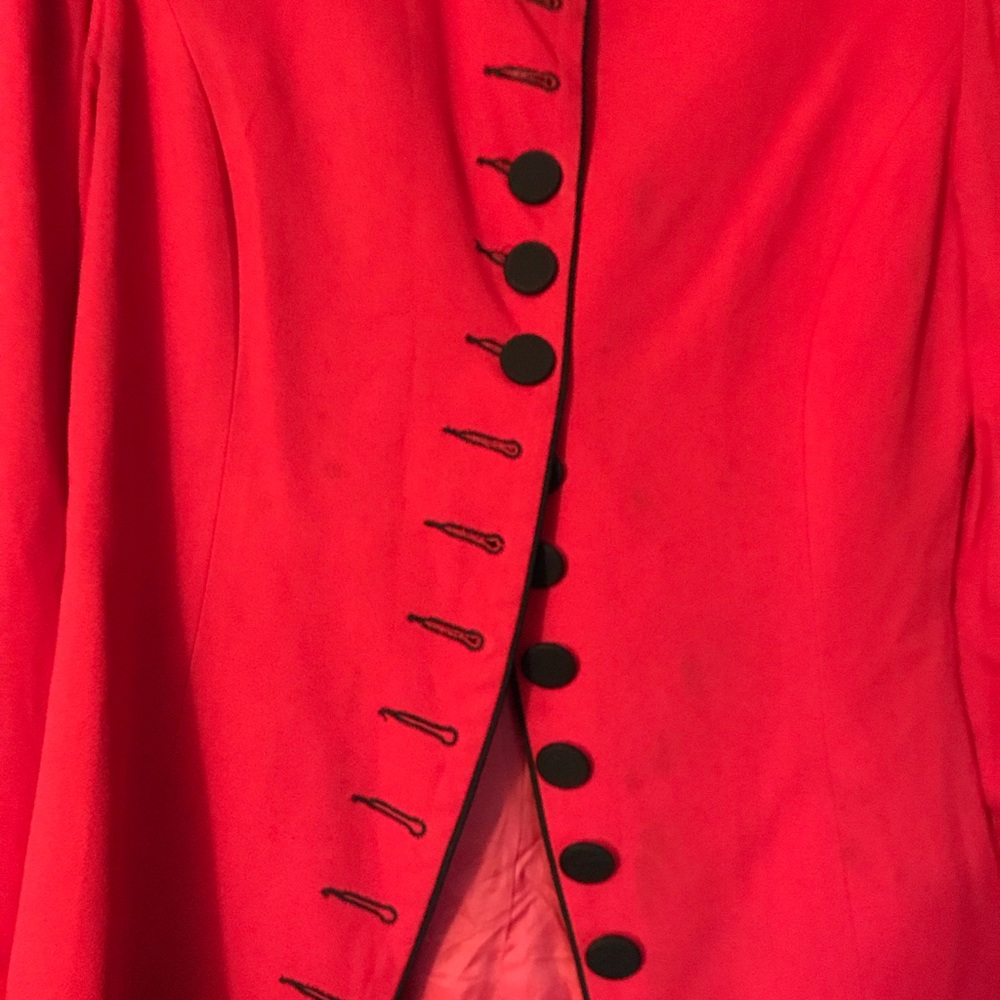 Unique red blazer-w/ buttons  & imitation  eyelets